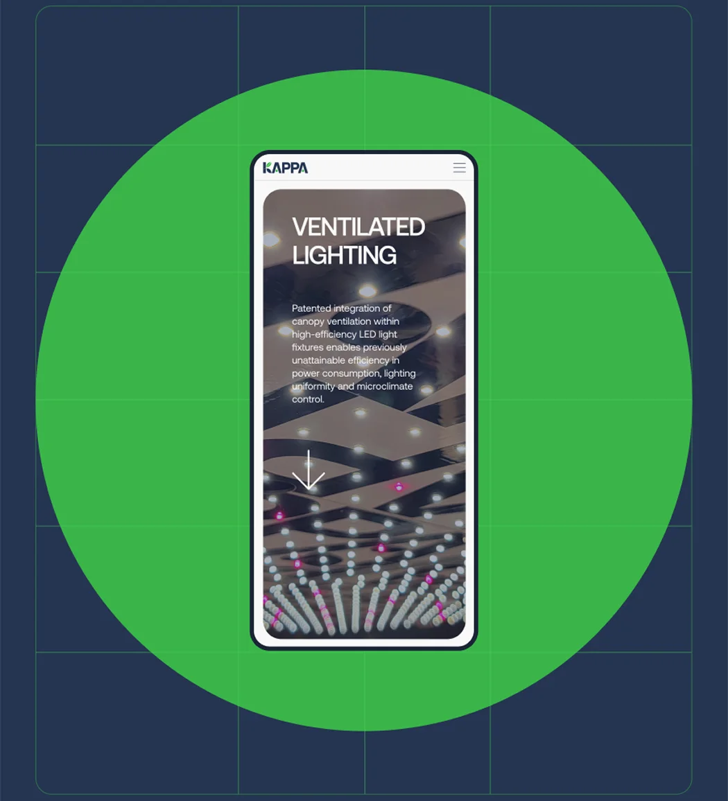 Mobile view of redesigned agricultural technology website interface