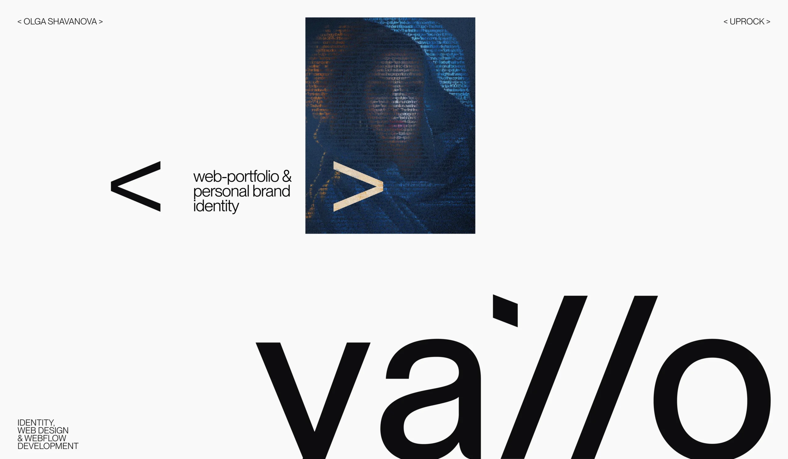 Yallo portfolio website intro screen with bold typography and web portfolio identity concept