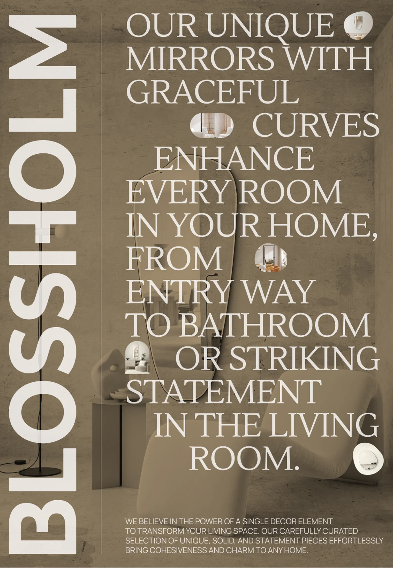 minimalist home decor poster with typography and mirror styling Blossholm