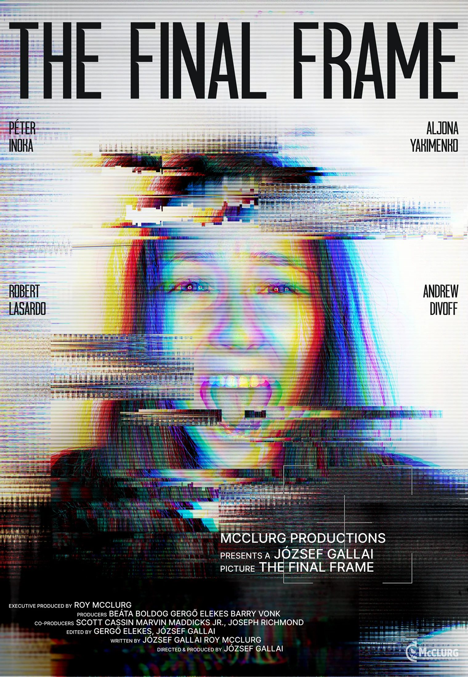 glitch portrait poster with digital distortion and neon effect The Final Frame