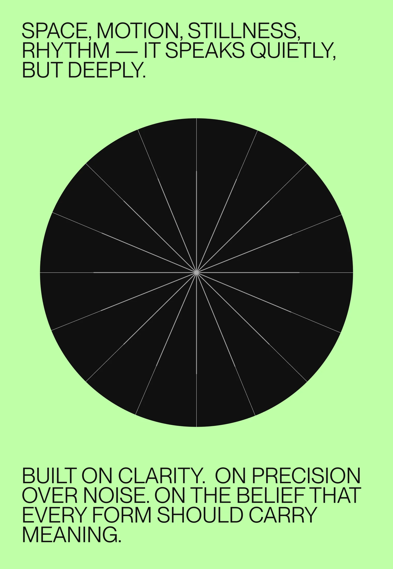 minimalist geometric poster with radial circle and green background Yallo