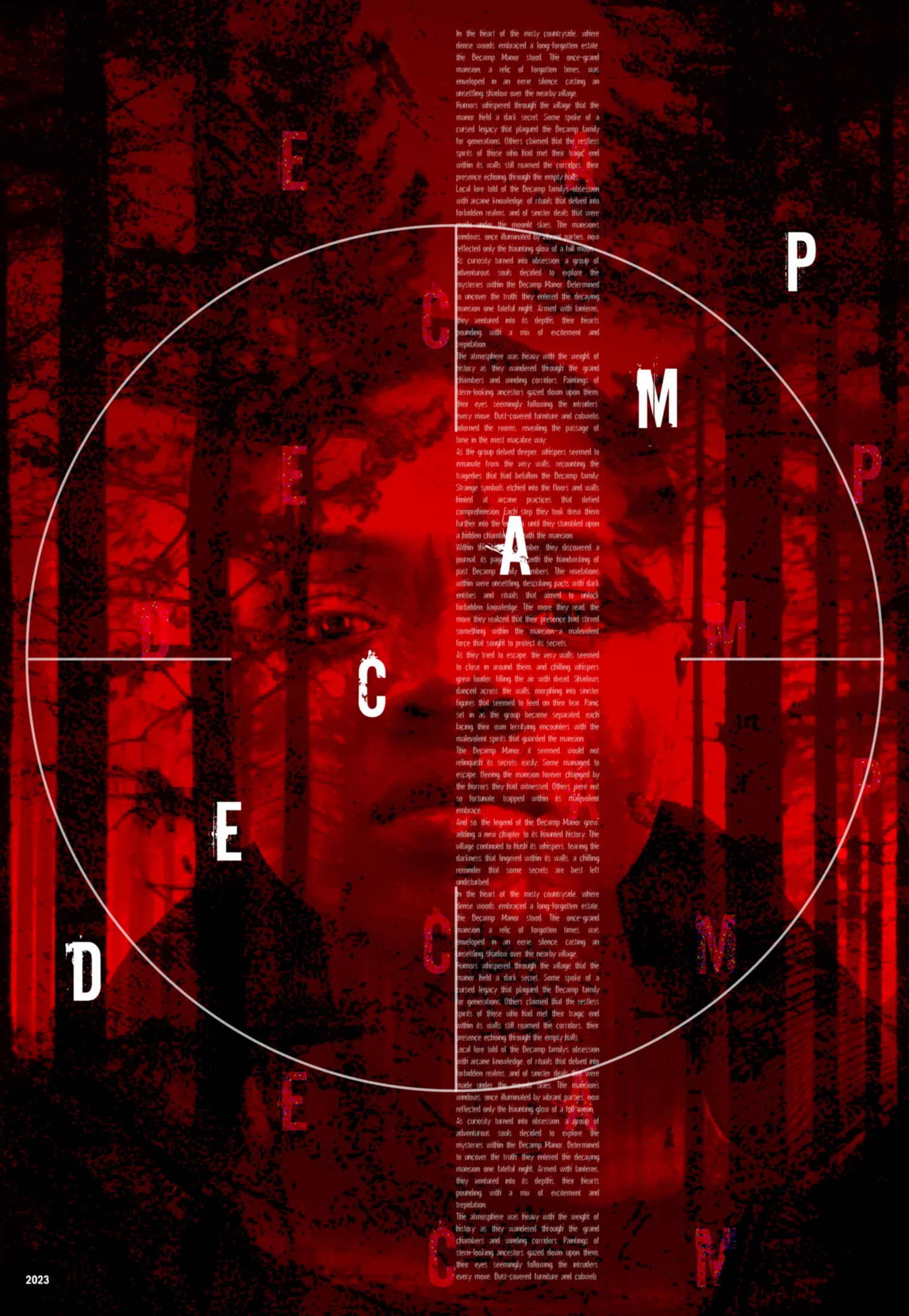 red forest cinematic poster design Decamp
