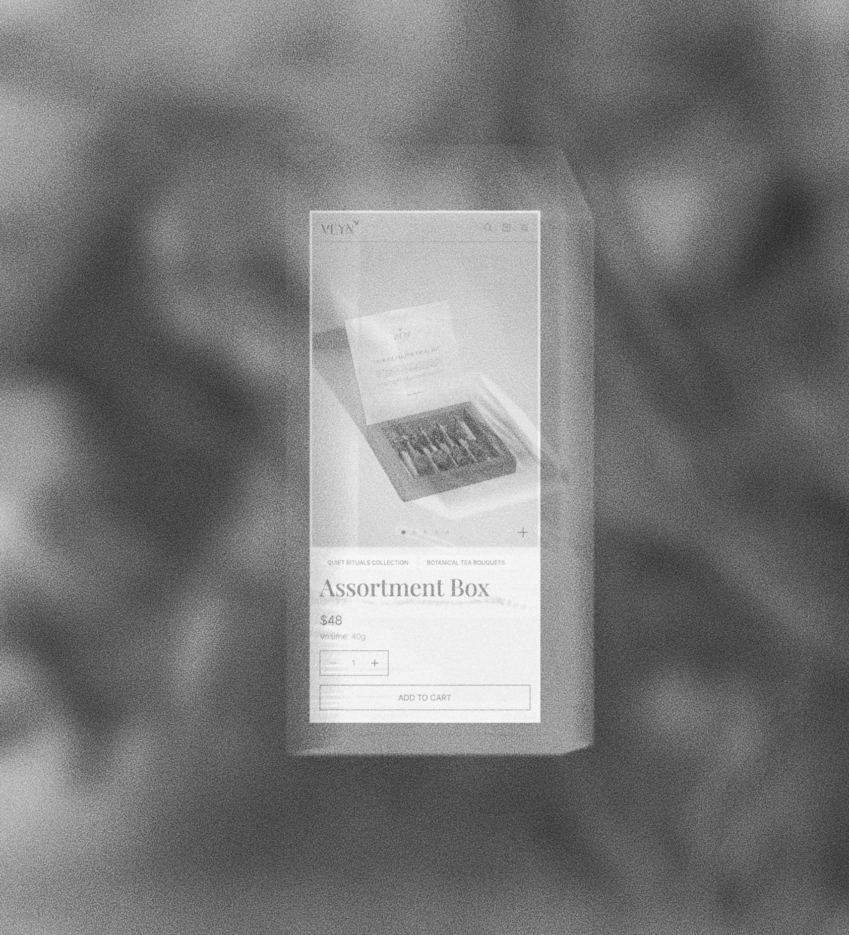 Black and white cover with blurred typography overlay and interior scene
